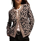 ACCPUR Leopard Print Cardigans for Women Cheetah Open Front Sweaters Button Down Knit Fall Clothes Long Sleeve Outwear Coats
