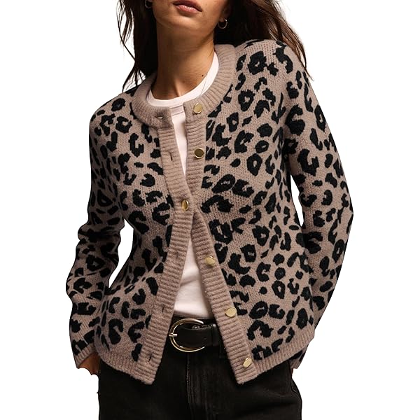ACCPUR Leopard Print Cardigans for Women Cheetah Open Front