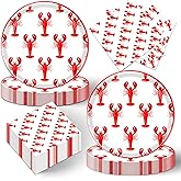 40Pcs Crawfish Boil Party Supplies Lobster Birthday Decorations Disposable Paper Plates and Napkins Set Seafood Boil Party Supplies for Birthday Baby Shower Dccorations