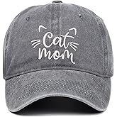 CORIRESHA Cat Mom Baseball Cap Washed Denim Cotton Adjustable Unisex Hat