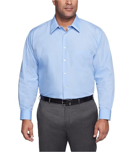 izod big and tall dress shirts Men's Stretch Fit Solid, Cornflower Blue, 22