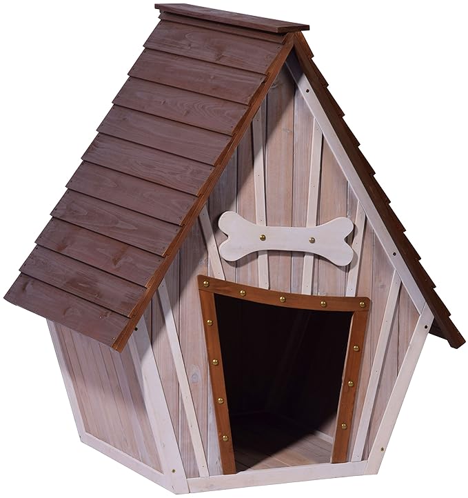 dobar 55012 Hundehütte ,XL Outdoor Hundehaus für große Hunde , Platz für ein Hundebett , Hundehöhle mit Spitzdach , 90x77x109
