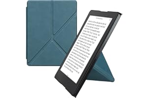 kwmobile Origami Case Compatible with Kobo Aura H2O Edition 2 Case - Slim PU Leather Cover with Stand - Petrol
