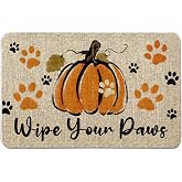 QIONG MENG Fall Door Mat Wipe Your Paws Rugs Harvest Autumn Pumpkins Doormat Thanksgiving Home Kitchen Decorations Floor Front Dog Mats 17 x 27 Inch for Outdoor Indoor