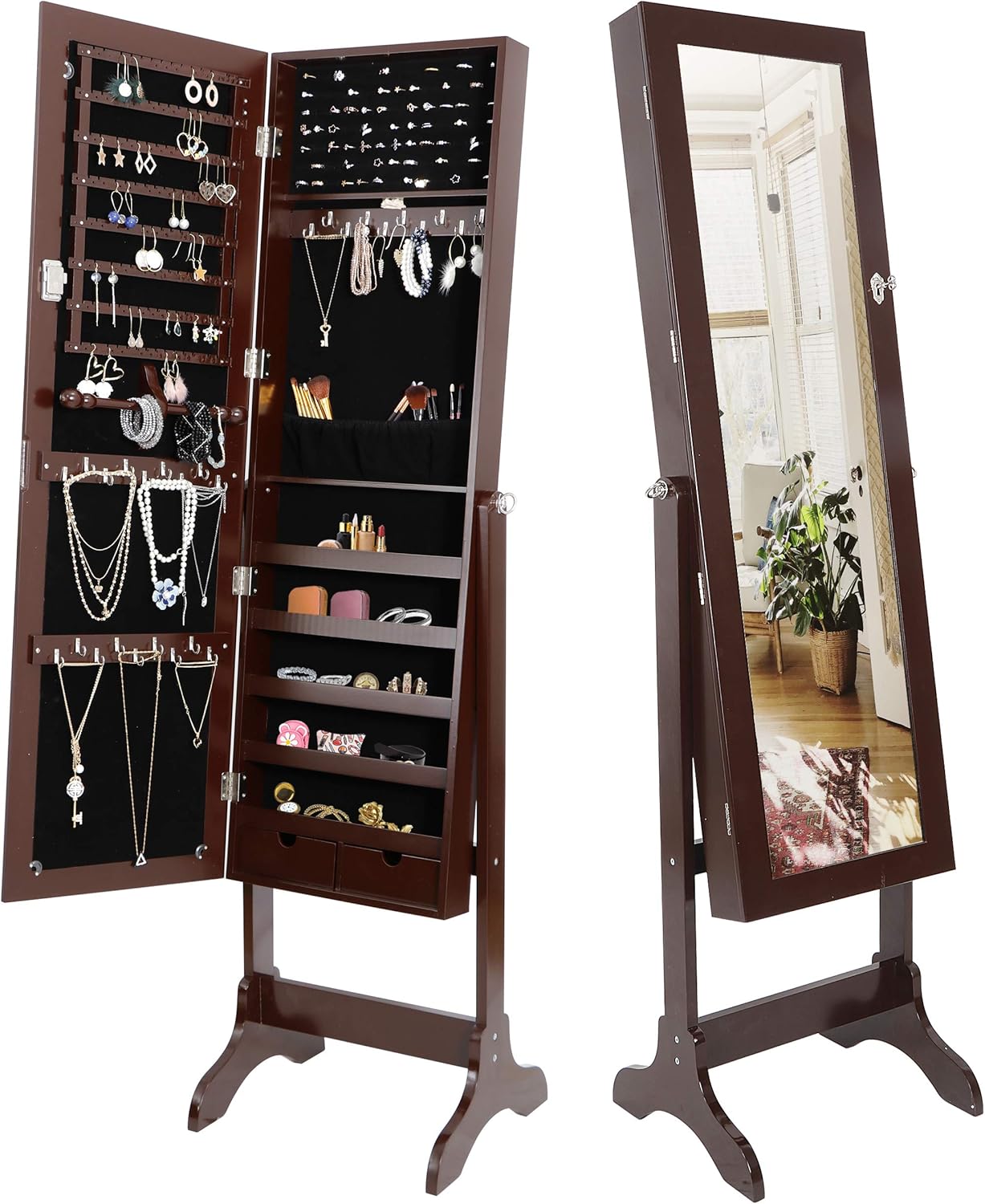 Amazon Com Super Deal 2in1 Free Standing Jewelry Cabinet Lockable