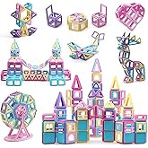 ASOK 181 Pcs Magnetic Building Blocks STEM Educational and Development Magnet Tiles for Kid’s Creativity & Imagination Macaron Color Learning Toys for Boys and Girls Ages 3 4 5 6 7 Years Old