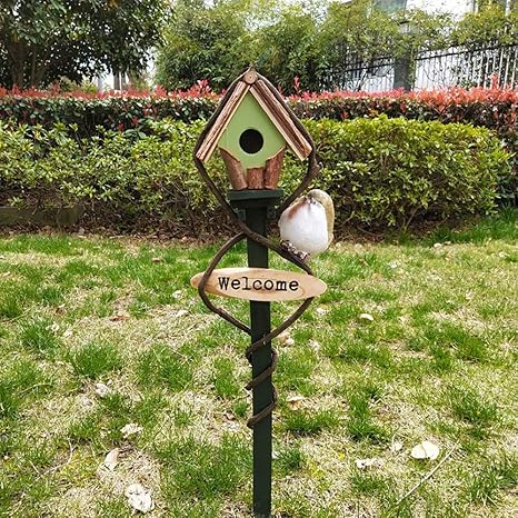 Amazon Co Jp 巣箱 鳥の巣箱 鳥の巣 野鳥の巣箱 駅ポータブル自立給餌表駅バードハウスを食べさせる木製の鳥の表庭の巣箱シェルター コテージの屋外の庭の装飾に最適なギフトの選択 Color Green Size 68x10 Cm ホーム キッチン