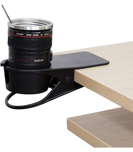 Kalolary 2-Pack Table Edge Cup Holder Clips - Desk Mount Drink Holder For Home & Office