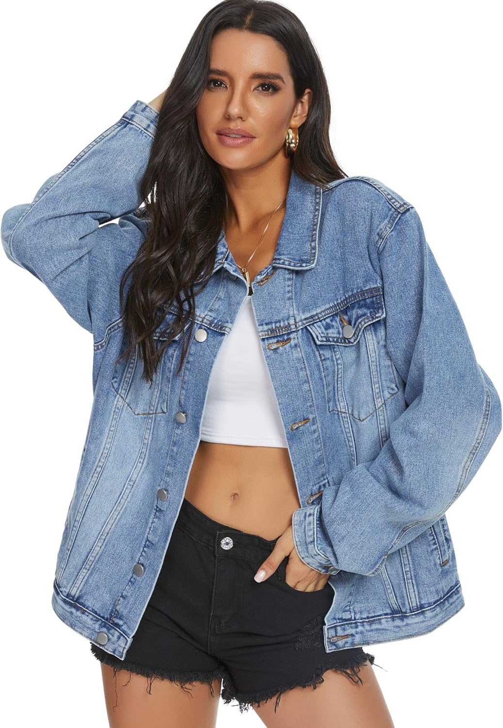 oversized jean jacket with dress