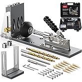 Kolvoii Pocket Hole Jig, Professional Adjustable Pocket Screw Jig for Strong Joints, Versatile Drill Guide Jig for Materials 1/2" to 3 1/8" Thickness with Storage Case