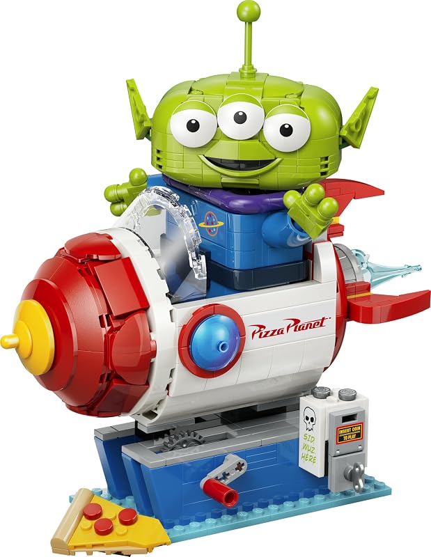 Disney and Pixar Toy Story Alien mit Pizza Planet Raketenfahrt - Raumschiff Spielzeug mit Alien Figur als DIY Deko - Geschenk für Jungen und Mädchen ab 9 Jahren sowie Toy Story Fans - 43307 — Foto 7 von 8