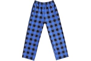 Ekouaer Pajama Pants for Boys Soft Pajama Pants Plaid Long Pj Pants Cute Elastic Waist Bottoms Kids Pj Pants 6-14 Years
