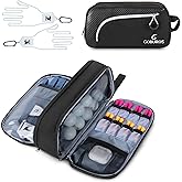 GOBUROS Golf Glove Holder Case with 2 Glove Shaper, Protective Golf Ball Bag Accessory Storage Organizer for Tees Balls Markers, Golf Gifts for Men Women, Black
