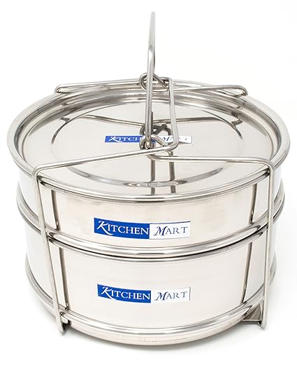 Kitchen Mart Cooker Separator Set Suitable for Prestige 5 Ltrs Deluxe & 5.5 Ltrs Popular Outer Lid Pressure Cookers (2 Containers)