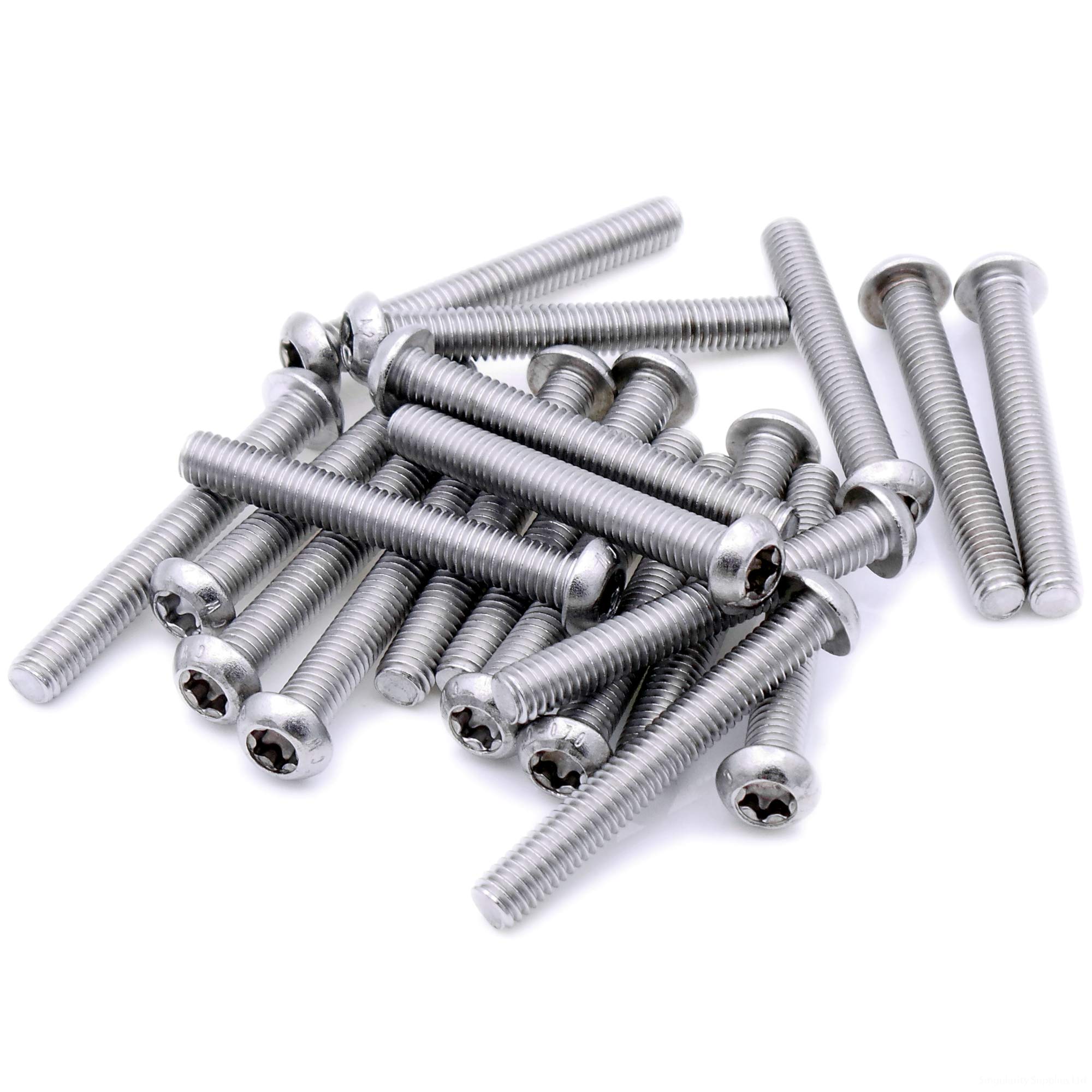 M4 (4mm x 10mm) TX Socket Button Machine Screw (Bolt) - Stainless Steel (A2) (Pack of 20)