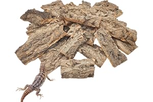 VCEPJH 1.5 LB Reptile Bark Bedding, Natural Cork Bark for Reptiles Flat Cork Wood Terrarium Substrate Tank Supplies for Snake Spiders Bearded Dragons Hermit Crabs Geckos
