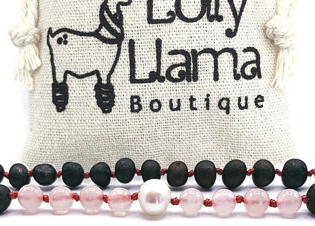 Raw Amber Necklace (Unisex) Alternative Pain Relief - Certified Genuine Baltic Amber Necklace - Rose Pearl