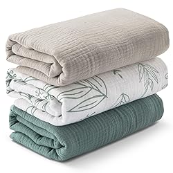 Muslin Swaddle Blankets for Newborn, 3 Pack
