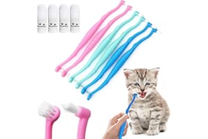 PenVinoo Dual Sided Cat Toothbrush Dog Toothbrush Finger Brush Micro Head, Suitable for Small to Large Dogs & Cats (White, Small)