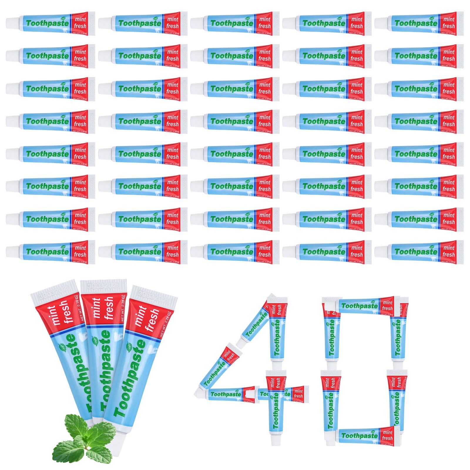 Photo 1 of 0.28oz Small Toothpaste Travel Size Bulk,Mini Toothpaste Travel,Mint Scent TSA Compliant for Hotel Camping Gym Office School Homeless 40