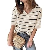 Saodimallsu Women's V Neck Short Sleeve Knit Sweater Top