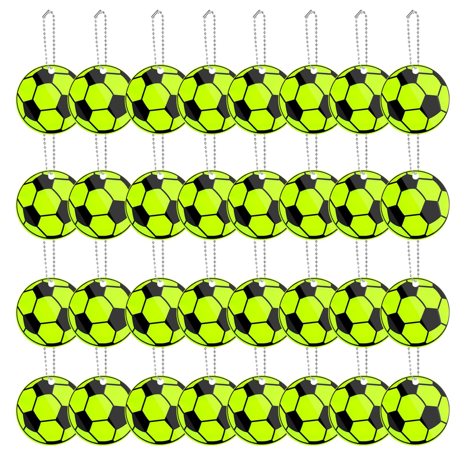 FIHODONE 32 PCS Reflectors Children Football Keyring,Soccer Keychain Reflectors,Safety Reflector Pendants for Pedestrian Safety,Reflector Pendants Football Waterproof, Football Party Bags Fillers