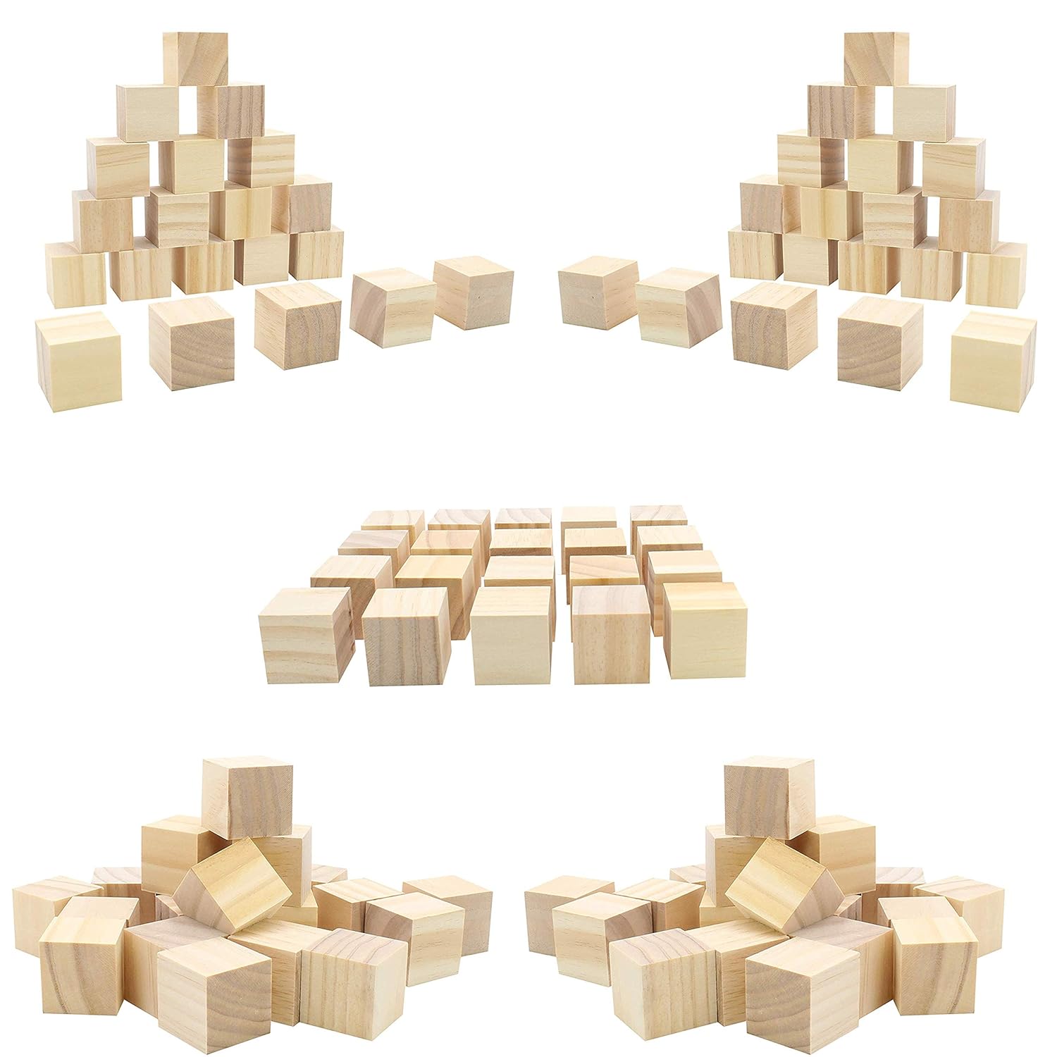 (50pc) Blank Real Wood Natural Alphabet Blocks for Crafts Painting Wood Burning Engraving Weddings Parties Unfinished and Unpainted Wooden 1.5" x 1.5" Cubes