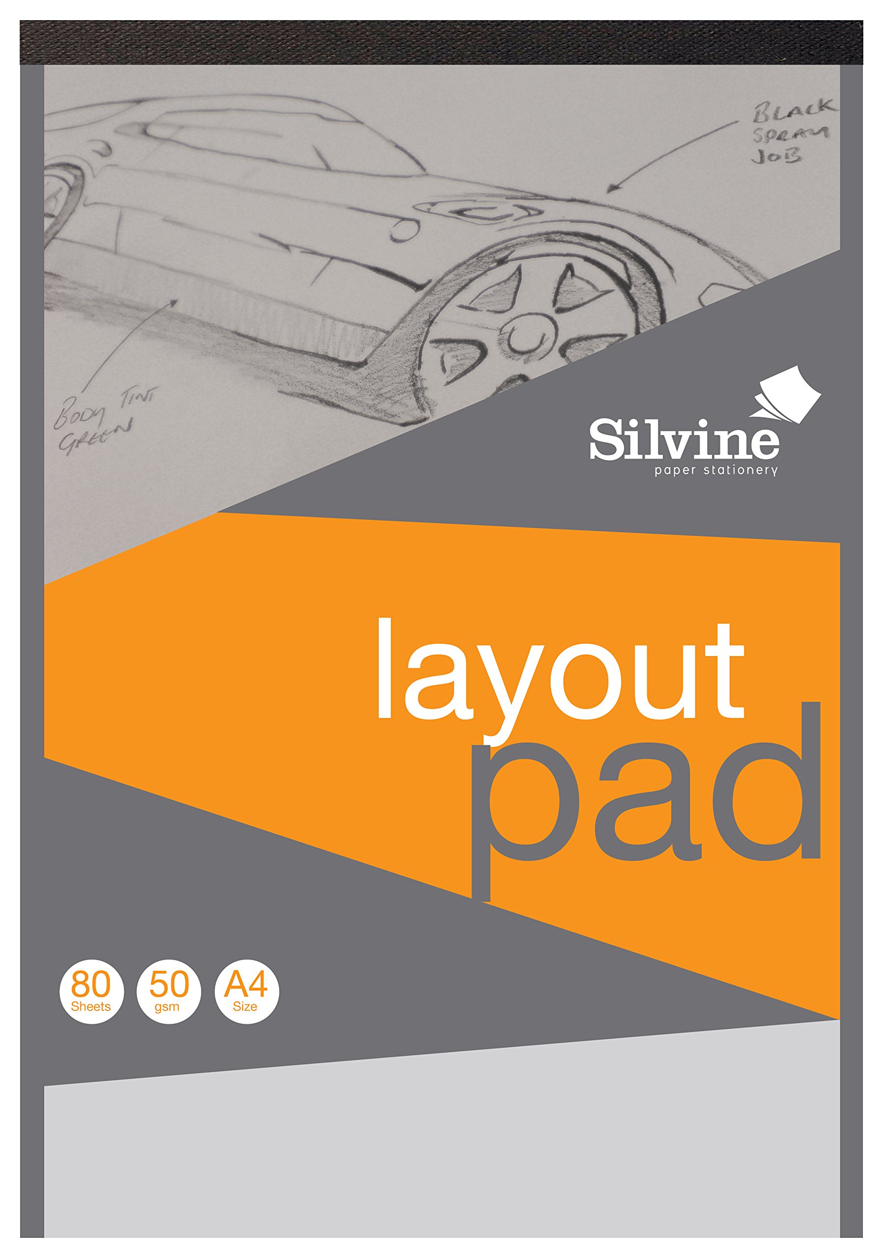Silvine A4 Professional Layout Pad. 80 Sheets of Semi Transparent 50gsm Paper. Ref A4LP,White