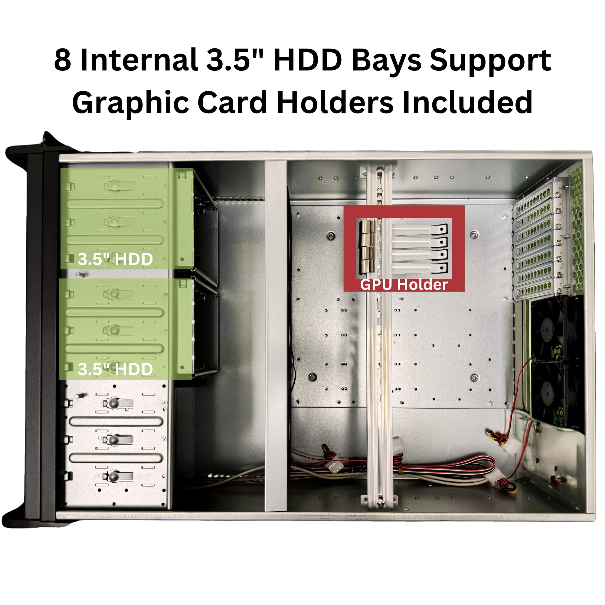 4U Server Chassis Rackmount Server Case; 8X HDD Bays & 3X 5.25 Devices; E-ATX/CEB/ATX Motherboards; Fan: Front 2X 120mm, Mid 3X 120mm, Rear 2X 80mm, Front Panel Lock, Size:16.8X 7.0X 25.0