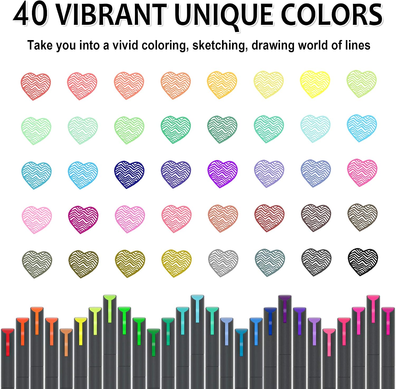 thumbnail image 2 of Lineon 46-Pack Journal Pens - 40 Colors Fineliners With 6 Stencils For Planning 2 of 12
