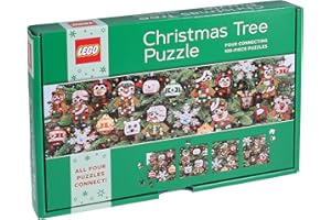 CHRONICLE BOOKS Lego Christmas Tree Puzzle | Four Connecting 100-Piece Jigsaw Puzzles