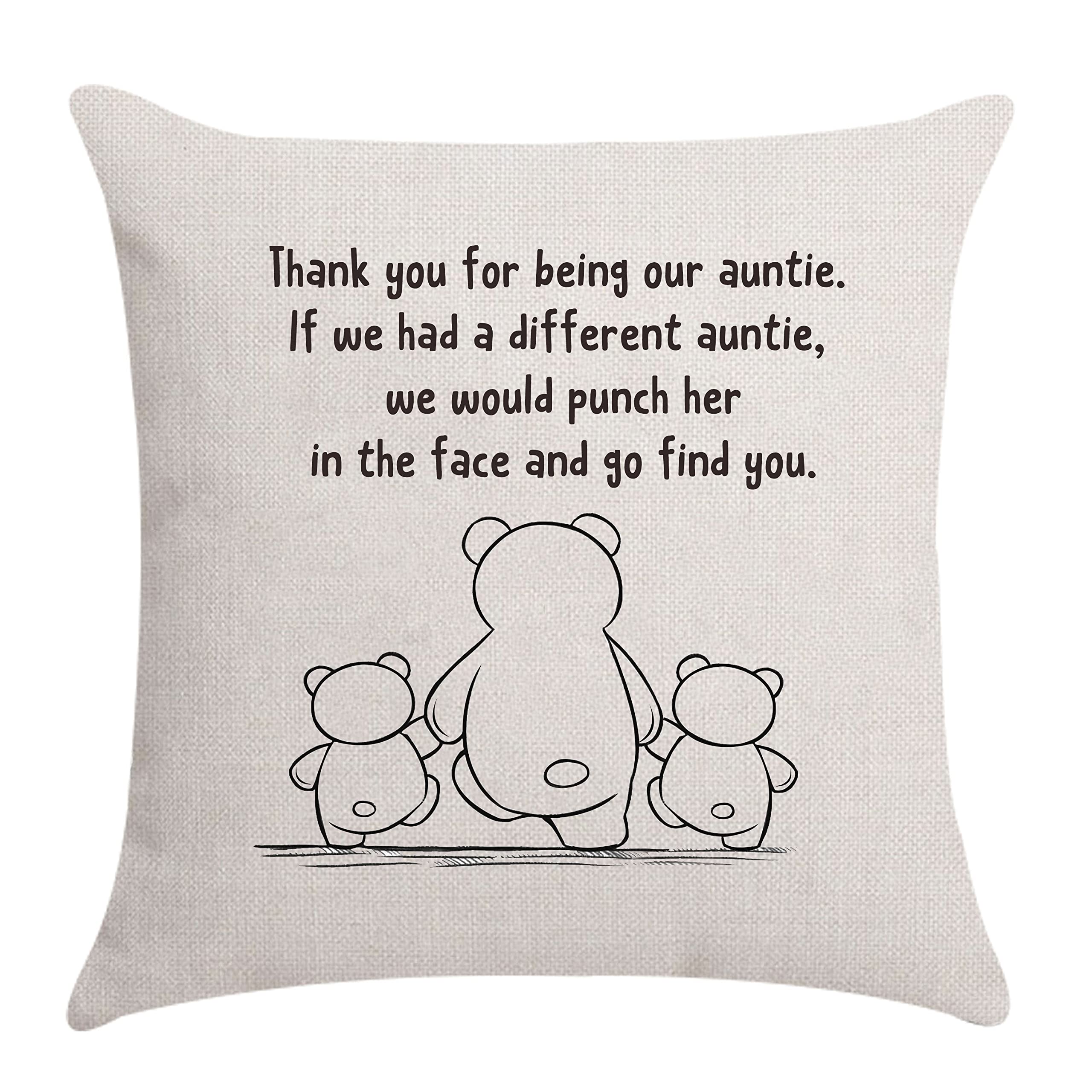 Aocaso Auntie Aunty Aunt Cushion Cover Throw Pillow Cover from Niece Nephew, Auntie Birthday Gifts (thank you for being our auntie)