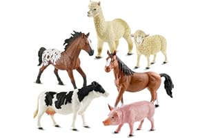 Zippytots 6PCS Farm Animal Toys for Kids 3-5 Realistic Plastic Farm Animal Figurines Educational Learning Toy for Toddlers Boys Girls Kids Farm Toys
