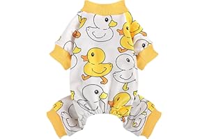 FURRYMONG Fall Dog Pajamas Sweaters for Small Dogs Fleece Stretchy Puppy Sweater Warm Clothes Pjs Pet Apparel(Yellow Duck, XS)