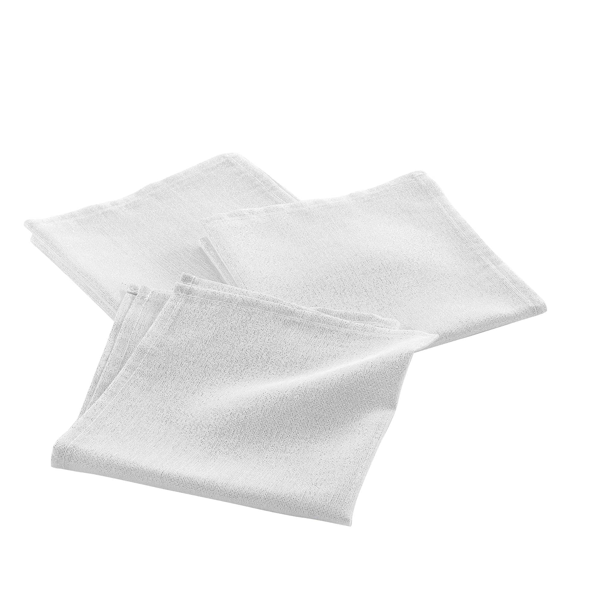 douceur d'Intérieur Silvery 3 Napkins, White/Silver, 40 x 40 cm