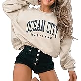 Ocean City Sweatshirt, Maryland Beach Pullover, Faded Vintage Aesthetic Varsity, Trendy Travel Destination Gift For Him or Her, Unisex Crewneck Sweatshirt