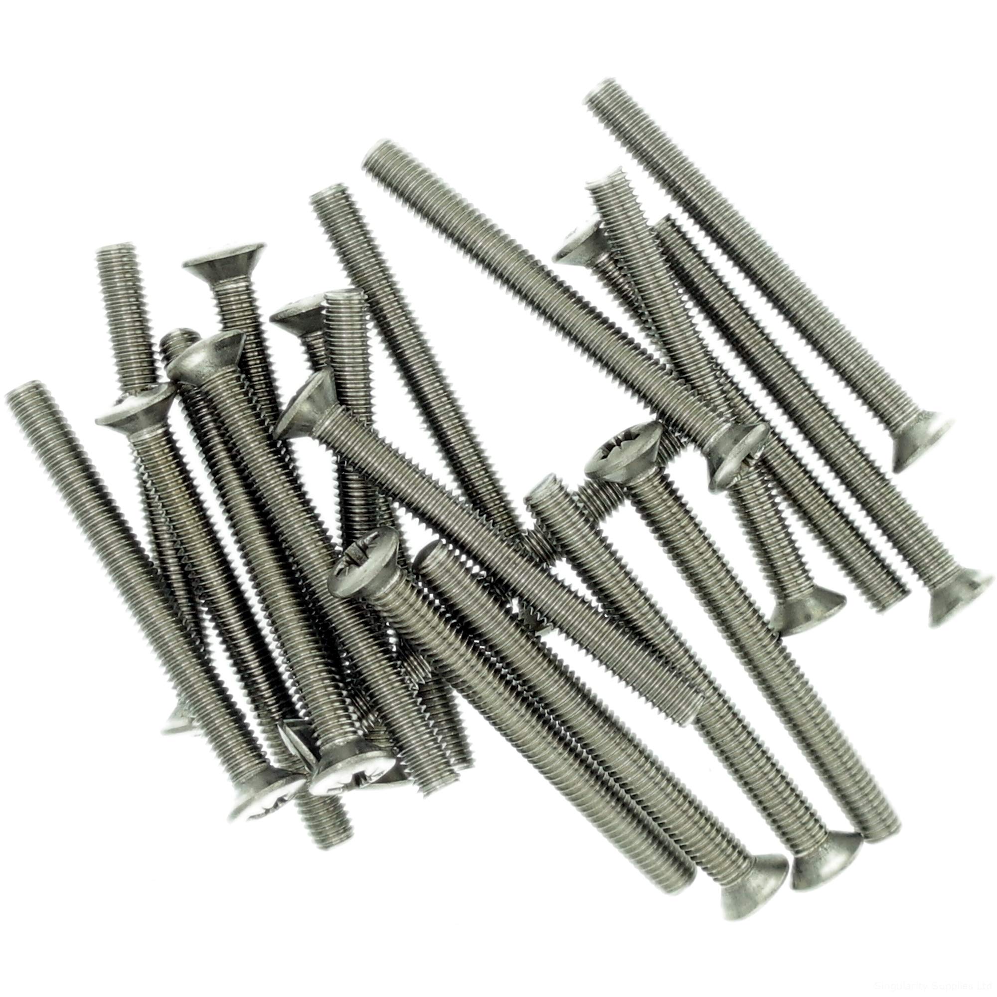 M2.5 (2.5mm x 16mm) Pozi Raised Countersunk Machine Screw (Bolt) - Stainless Steel (A2) (Pack of 20)