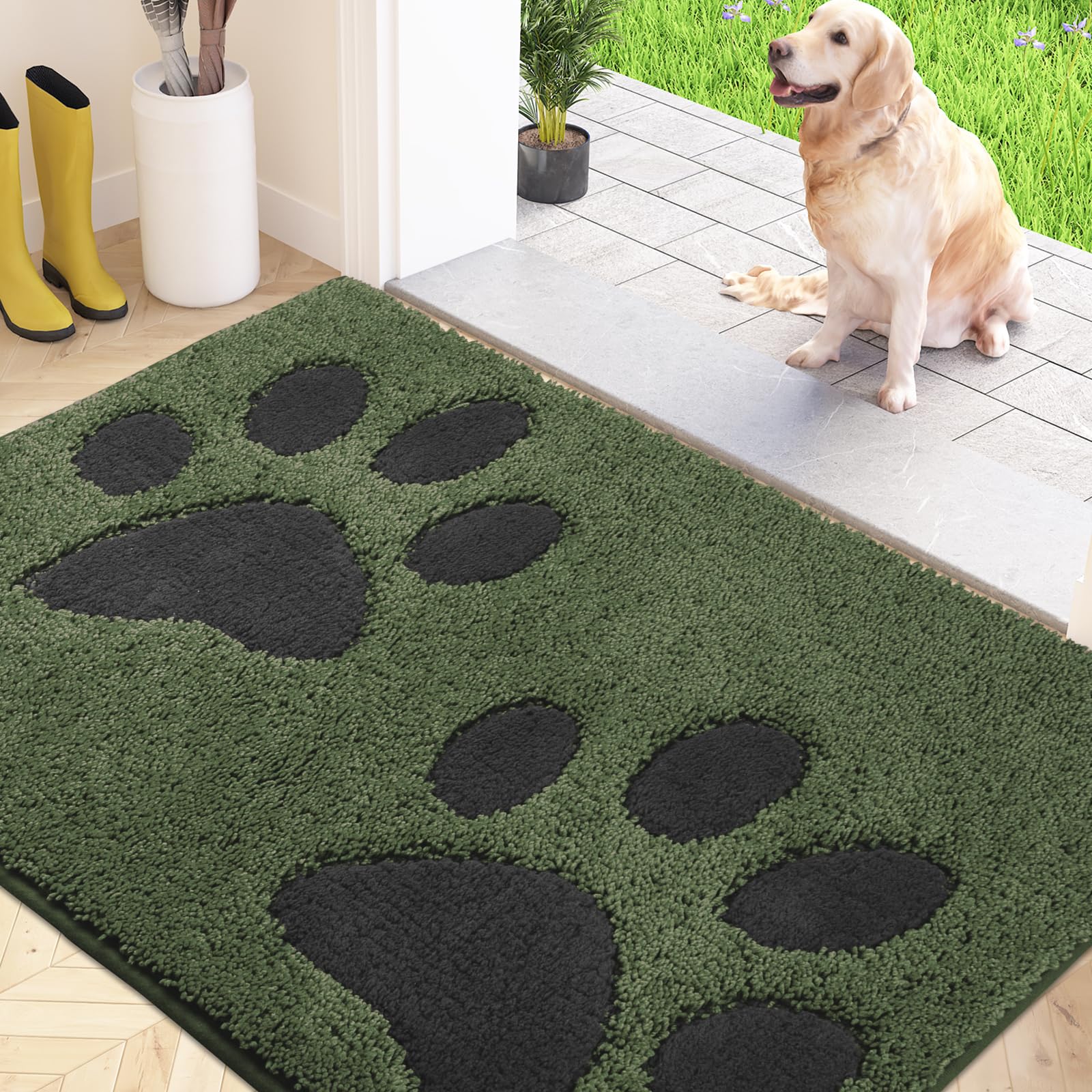 FCSDETAIL Dirt Trapper Indoor Door Mat 60 x 90 cm, Machine Washable Entrance Rug, Super Absorbent Dog Doormat, Non-slip Inside Floor Mat for Front Doors, Back Doors, Entryway, Muddy Shoes & Paws