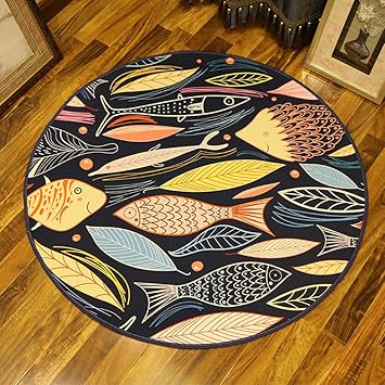 Amazon De Teppiche Cartoon Kleine Fische Schlafzimmer Runde Kinderzimmer Nacht Wohnzimmer