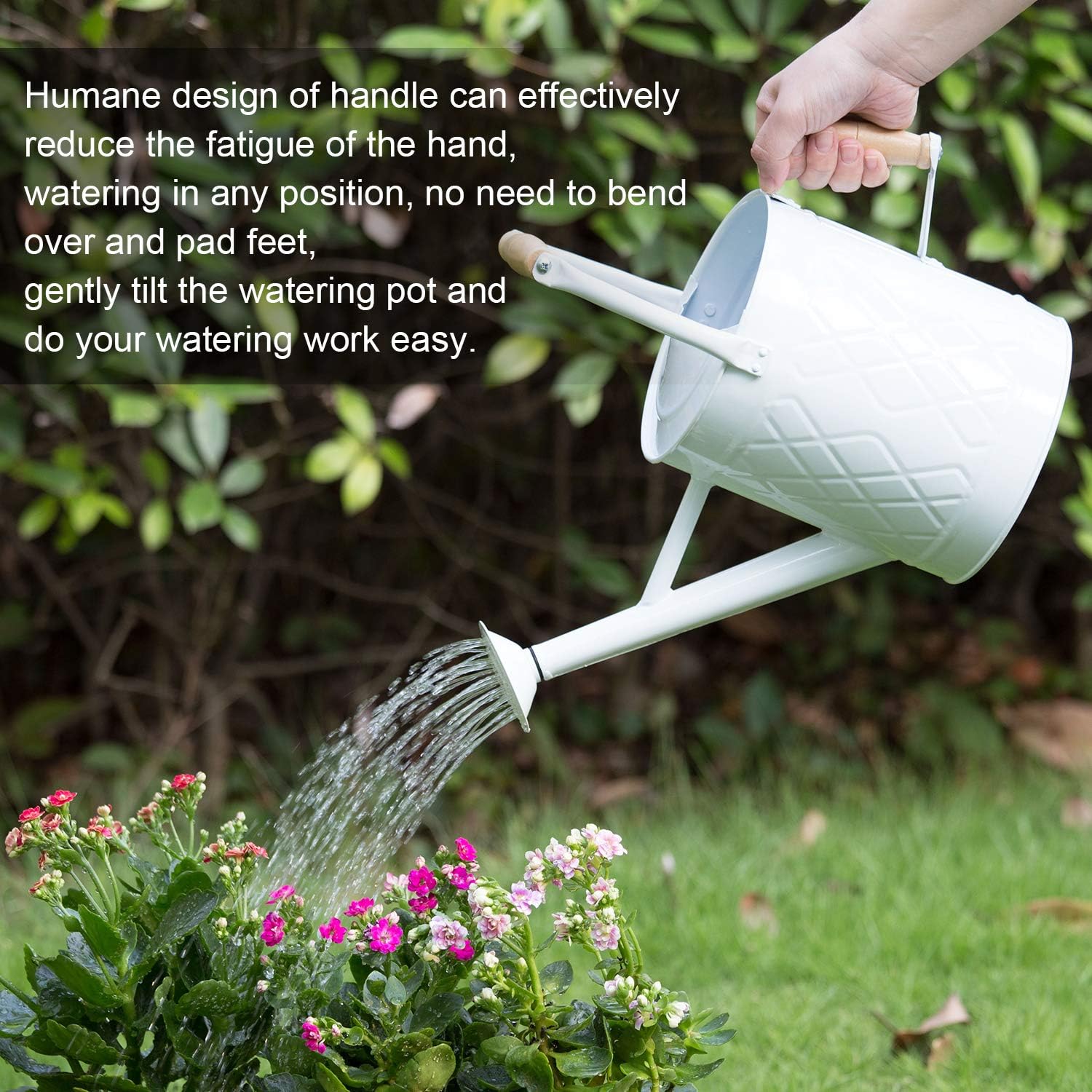 HORTICAN Galvanized Watering Can Modern Style Watering Pot with Handle and Rosehead for Outdoor and Indoor House Plants (1 gal/White) : Garden & Outdoor