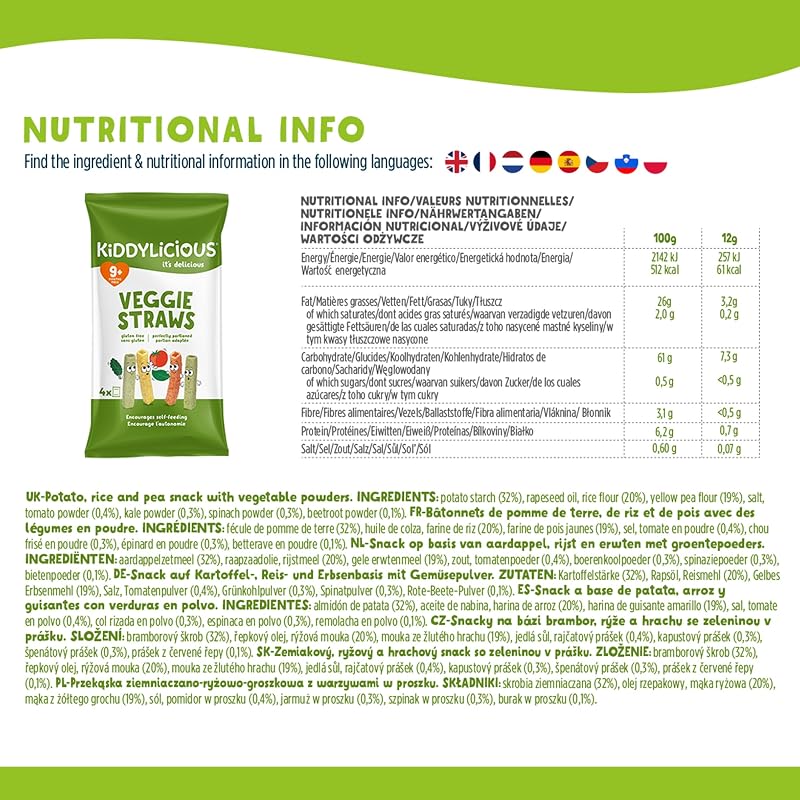 Palhinhas para Legumes | 4 Pacotes de 48g (4 sacos por pacote)