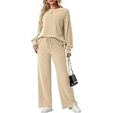 GRECERELLE Women's 2 Piece Outfits Winter 2025 Oversized Chunky Knit Sweater Top And Wide Leg Pants Lounge Set Sweatsuit