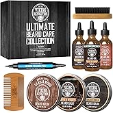 Viking Revolution Ultimate Beard Care Collection - 9 Products Included | Includes Oil, Balm, Brush, Comb and Pen - Beard Kit for Men with Sandalwood, Spiced Vanilla, Coffee Whiskey, Sweet Tobacco