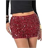 MakeMeChic Women's Sequin Sparkle Mini Skirt Glitter Low Waist Party Y2k Bodycon Skirts