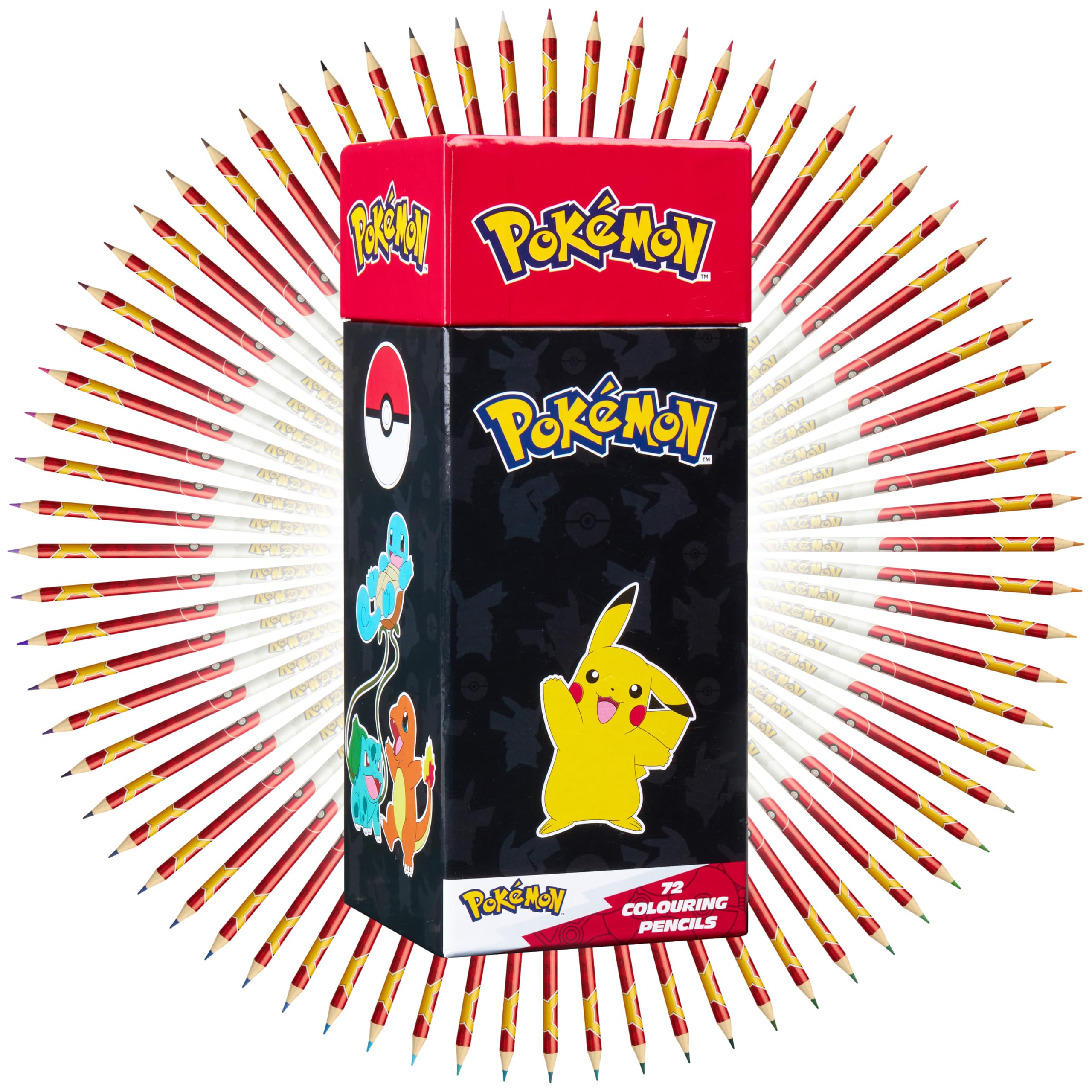 Pokemon Colouring Pencils Set of 72 Assorted Colours Pikachu School Supplies Travel Colouring Set for Drawing Sketching Anime Gifts for Kids