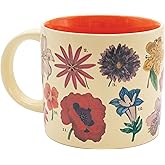 The Unemployed Philosophers Guild Color Changing Heat Transforming Flowers Mug - Add Coffee to Reveal 18 Floral Species, Comes in a Fun Box, 14 oz