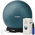 Retrospec Luna Exercise Ball - 55, 65, or 75cm Yoga Ball for Workouts, Stability, Pregnancy - Swish Balance Ball w/Pump & Base for Office & Home Gym