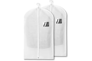 ZARLOO 2-Pack Breathable Garment Bags for Hanging Clothes – Dust-Proof Suit & Dress Covers with Clear Window – Waterproof, Fo