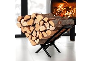 EALPVIS Firewood Rack Holder Outdoor: Heavy Duty Firewood Holder Stand - Wrought Iron Wood Holder Log Rack for Fire Wood Storage