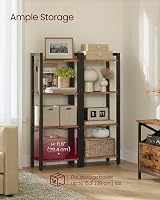 VASAGLE 4-Tier Bookshelf 24x40x107 cm Rustic Brown Ink Black LLS099B01 view 3